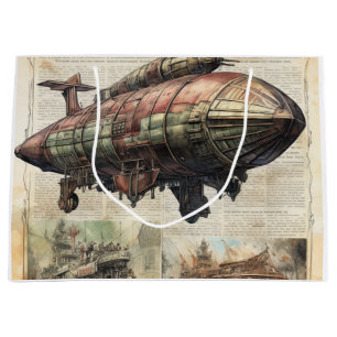 Vintage Steampunk Zeppelin (6) Large Gift Bag