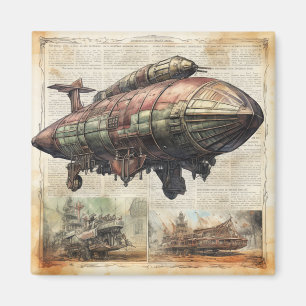 Vintage Steampunk Zeppelin (6) Magnet