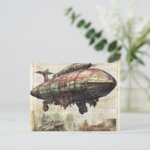 Vintage Steampunk Zeppelin (6) Postcard