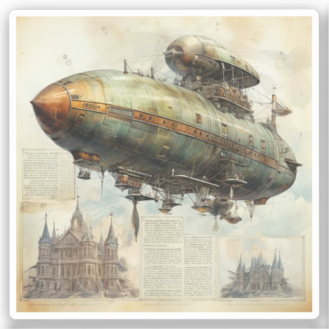 Vintage Steampunk Zeppelin (7) (Front)