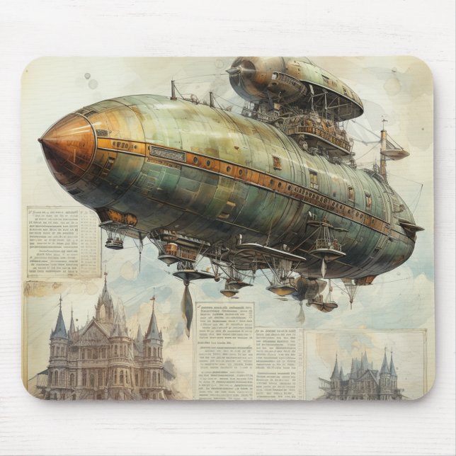 Vintage Steampunk Zeppelin (7) Mouse Mat (Front)
