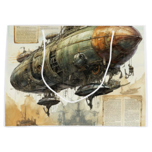 Vintage Steampunk Zeppelin (7) Tissue Paper Large Gift Bag