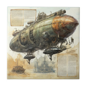 Vintage Steampunk Zeppelin (8) Tile