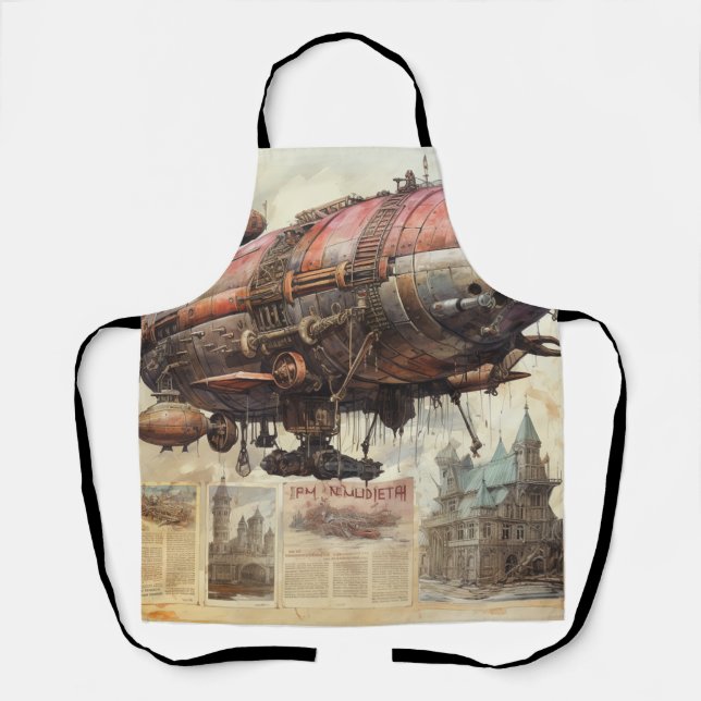 Vintage Steampunk Zeppelin (9) Apron (Front)