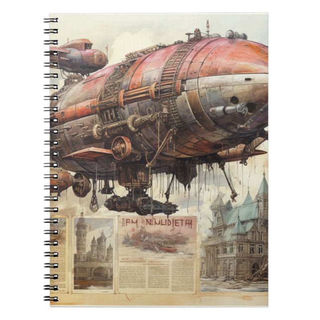 Vintage Steampunk Zeppelin (9) Notebook (Front)