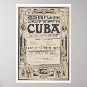 Vintage steamship advertisement art poster