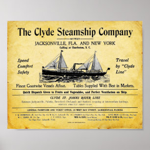 Vintage Steamship Print - Clyde Steamship Company