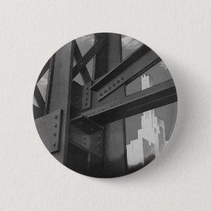 Vintage Steel Construction Skyscraper Architecture 6 Cm Round Badge