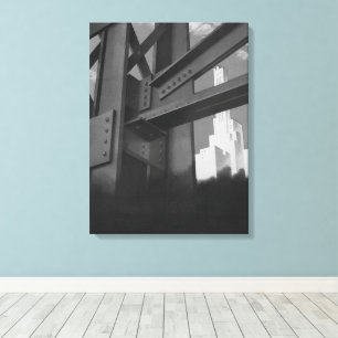 Vintage Steel Construction Skyscraper Architecture Canvas Print