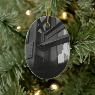 Vintage Steel Construction Skyscraper Architecture Ceramic Tree Decoration