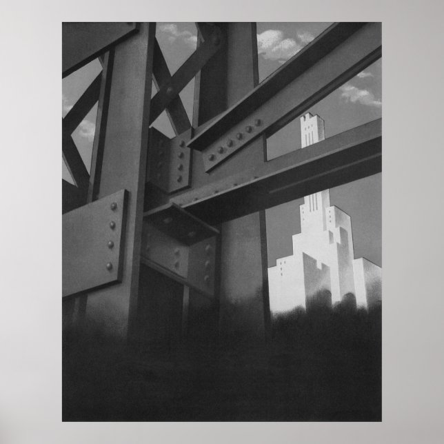 Vintage Steel Construction Skyscraper Architecture Poster (Front)