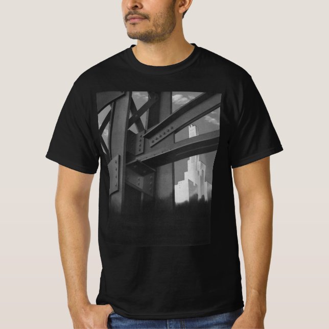 Vintage Steel Construction Skyscraper Architecture T-Shirt (Front)