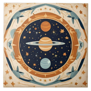 Vintage Stellar Nursery, Space, Cosmos, Universe Tile