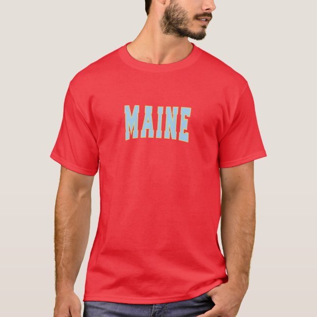 Vintage Stencil Maine State T-Shirt (Front)