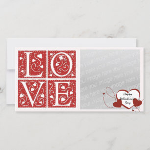 Vintage Stencil Valentine Love Letters Custom Holiday Card