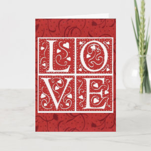 Vintage Stencil Valentine Love Letters Holiday Card
