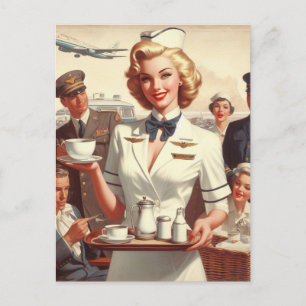 Vintage steward pin up postcard