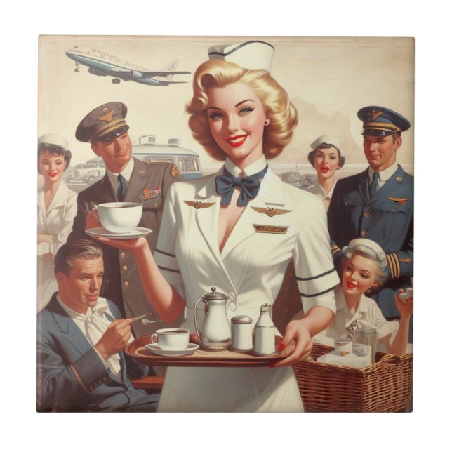 Vintage steward pin up tile (Front)