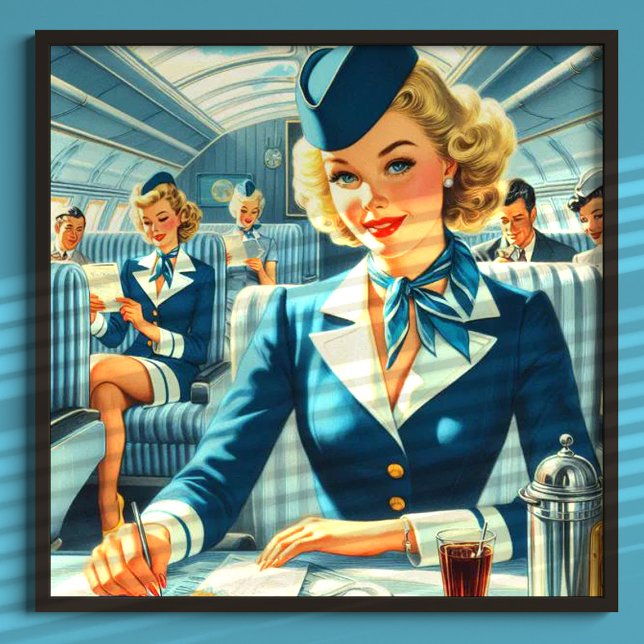 Vintage Stewardess Illustration Poster (Creator Uploaded)