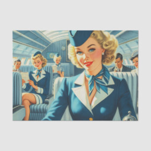 Vintage Stewardess Illustration Tissue Paper