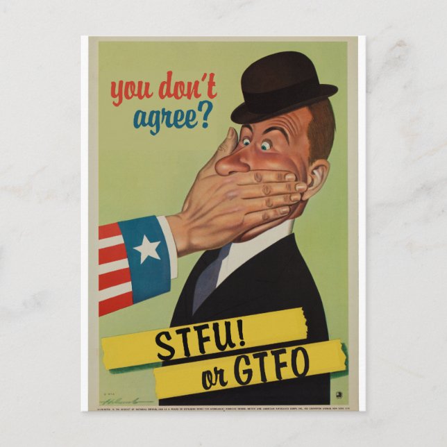 Vintage STFU or GTFO Postcard (Front)