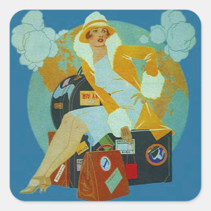 Vintage Sticker Jet-Setter Travel Luggage Stickers