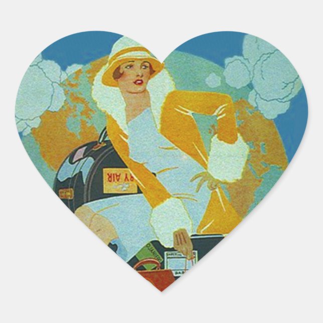Vintage Sticker Love Heart To Travel Luggage Trip (Front)