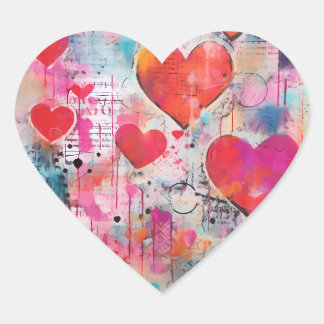 VINTAGE STICKER LOVE HEARTS
