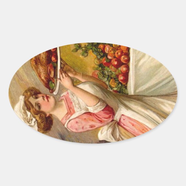 Vintage Sticker Thanksgiving Dinner Lady w/ Turkey (Front)
