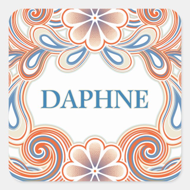 Vintage sticker with custom name and flowers (Front)