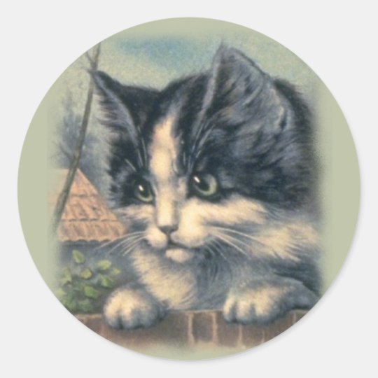 Vintage Stickers, Cats Classic Round Sticker