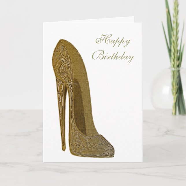 Vintage Stiletto High Heel Shoe Art Gifts Card (Front)