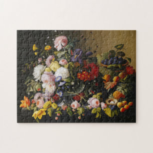 Vintage Still Life Flowers and Fruits Jigsaw Puzzle