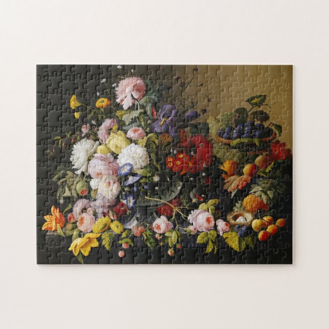 Vintage Still Life Flowers and Fruits Jigsaw Puzzle (Horizontal)