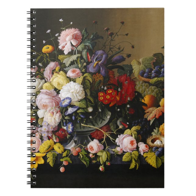 Vintage Still Life Flowers and Fruits Notebook (Front)