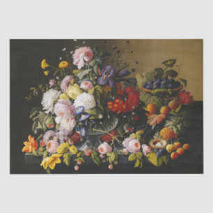 Vintage Still Life Flowers and Fruits Tissue Paper
