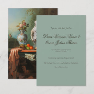 Vintage Still Life Oil Painting Wedding Invitation