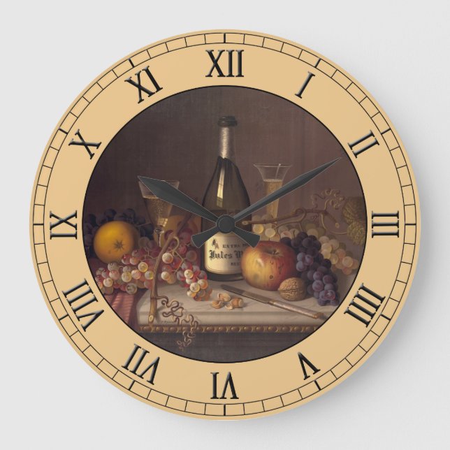 Vintage Still Life Painting Round Clock (Front)