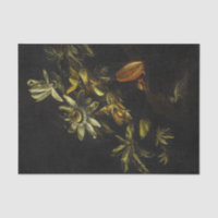 Vintage Still Life with Passionflowers on black