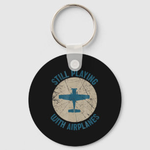 Vintage Still Playing With Aeroplanes Pilot Gift Key Ring