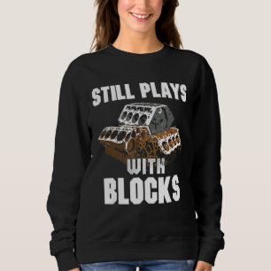 Vintage Still Plays With Blocks Auto Drag Racing C Sweatshirt