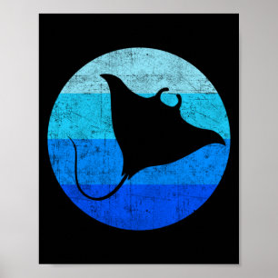 Vintage Stingray Manta Ray Hawaii Ocean Animals Poster