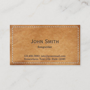 Vintage Stitched Leather Songwriter Business Card
