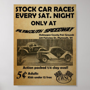 Vintage stock car racing poster