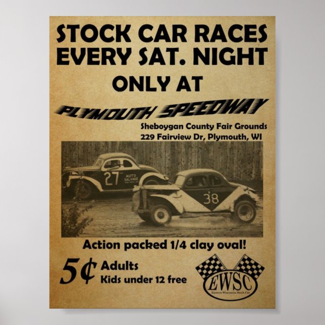 Vintage stock car racing poster (Front)