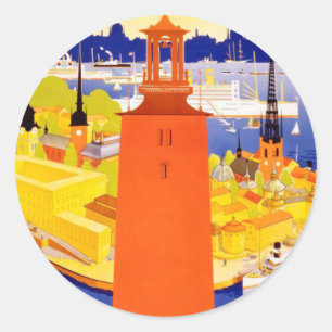 Vintage Stockholm Sweden Classic Round Sticker