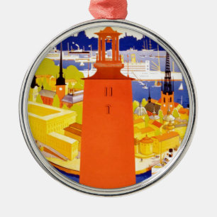 Vintage Stockholm Sweden Metal Tree Decoration