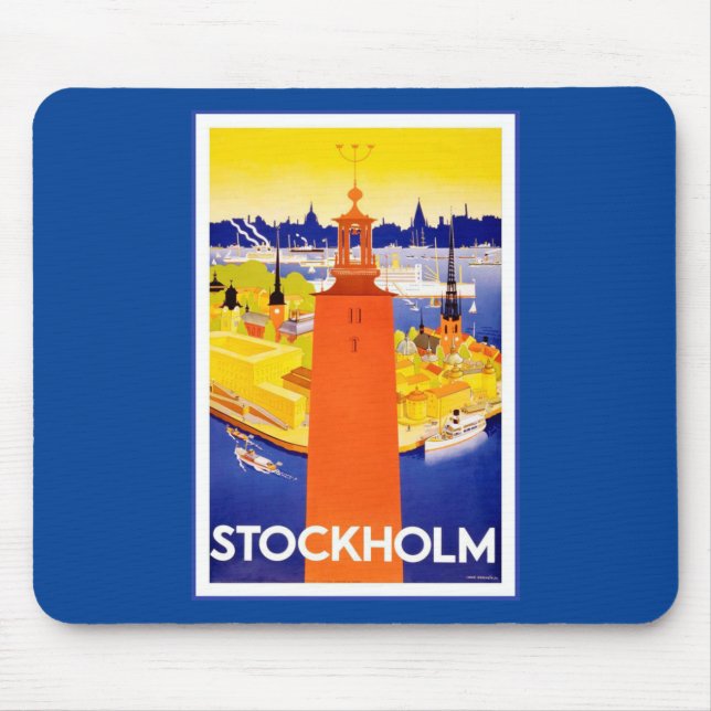 Vintage Stockholm Sweden Mouse Mat (Front)