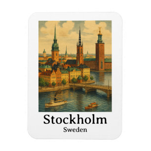 Vintage Stockholm Sweden Nordic Travel  Magnet