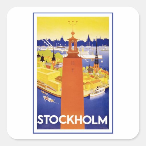 Image of Vintage Stockholm Sweden Square Sticker
